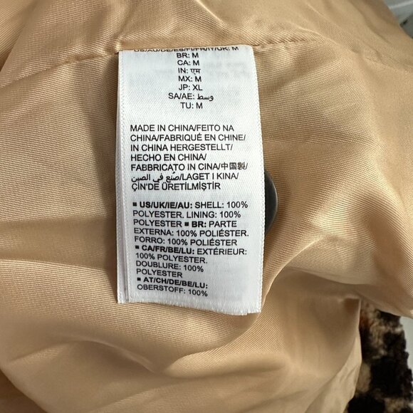 Daily Ritual Leopard Print Long Teddy Bear Coat Size M - Picture 5 of 5